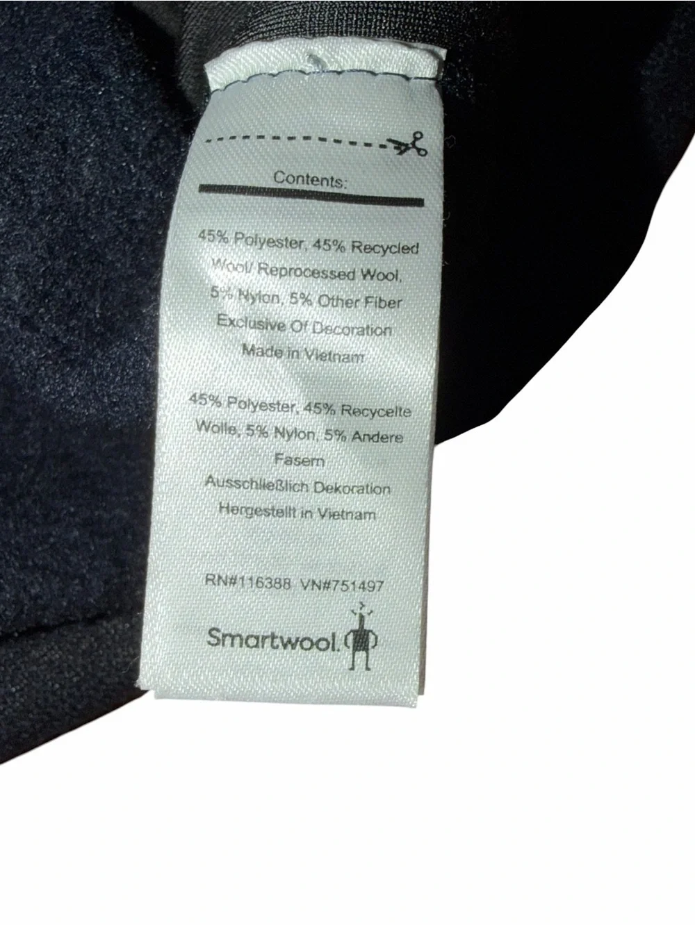 Smartwool Hudson Trail Fleece Vest Mens L Navy Full Zip Recycled Wool